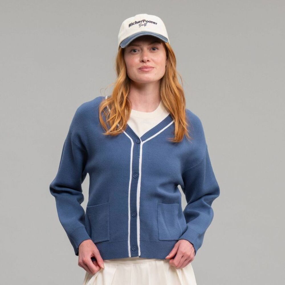 Richer Poorer Women's Piped Knit Cardigan - Navy Blue M